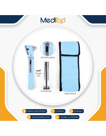 Light Blue Mini Ear Otoscope Ear Torch, 4X Magnification, Diagnostic Ear Scope with LED, Ear Wax, Ear Canal