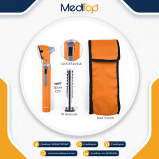 Orange Mini Ear Otoscope Ear Torch, 4X Magnification, Diagnostic Ear Scope with LED, Ear Wax, Ear Canal
