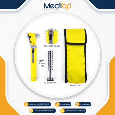 Yellow Mini Ear Otoscope Ear Torch, 4X Magnification, Diagnostic Ear Scope with LED, Ear Wax, Ear Canal