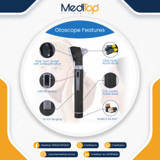 Black Mini Ear Otoscope | 4X Magnification | LED Diagnostic Ear Scope for Wax & Canal Check – Compact Pocket Otoscope