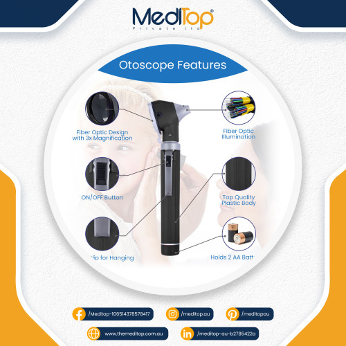 Black Mini Ear Otoscope | 4X Magnification | LED Diagnostic Ear Scope for Wax & Canal Check – Compact Pocket Otoscope