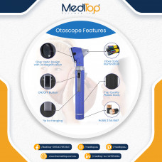 Blue Mini Ear Otoscope Ear Torch, 4X Magnification, Diagnostic Ear Scope with LED, Ear Wax, Ear Canal