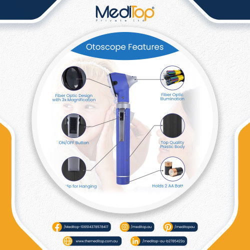 Blue Mini Ear Otoscope Ear Torch, 4X Magnification, Diagnostic Ear Scope with LED, Ear Wax, Ear Canal