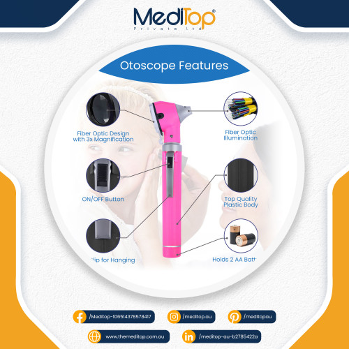 Pink Mini Ear Otoscope Ear Torch, 4X Magnification, Diagnostic Ear Scope with LED, Ear Wax, Ear Canal