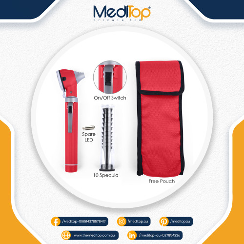 Red Mini Ear Otoscope Ear Torch, 4X Magnification, Diagnostic Ear Scope with LED, Ear Wax, Ear Canal