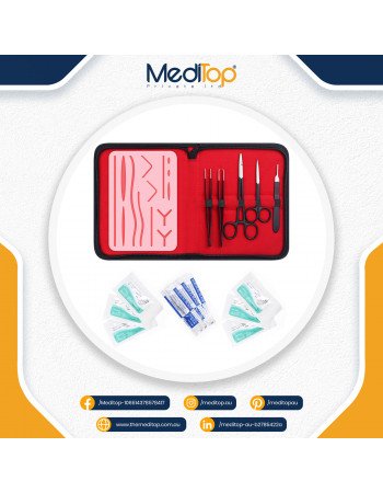 Suture Practice Kit for Surgical Knot Training – Medical & Veterinary Students | 14-Wound Silicone Pad & Surgical Tools
