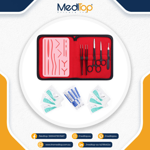Suture Practice Kit for Surgical Knot Training – Medical & Veterinary Students | 14-Wound Silicone Pad & Surgical Tools