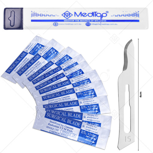 10x Scalpel Carbon Steel Blade# 15 for Sterile Handle#3
