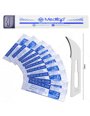 10x Scalpel Carbon Steel Blade# 12 for Sterile Handle#3