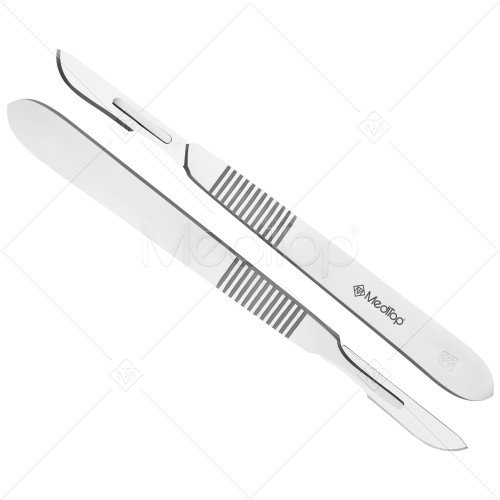 Scalpel Handle No. 3 with 10x #10 Blades – Stainless Steel Surgical Kit with Sterile Carbon Steel Blades