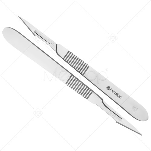 Scalpel Handle No. 3 with 10x #11 Blades – Sterile Surgical Kit with Stainless Steel Handle & Carbon Steel Blades