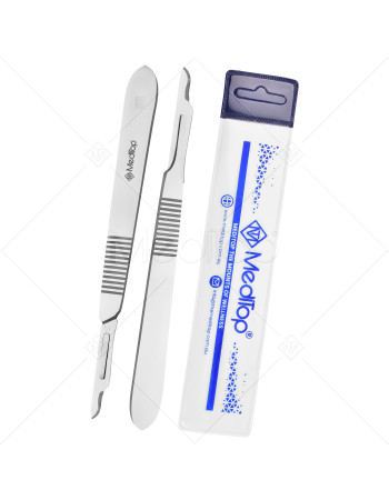 Scalpel Handle No. 3 with 10x #15 Blades – Surgical Stainless Steel Handle & Sterile Carbon Steel Blades