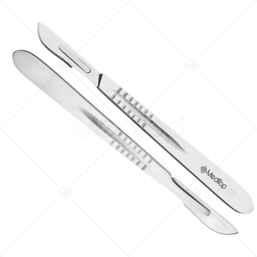 Scalpel Handle No. 4 with 10x #21 Blades – Surgical Stainless Steel & Sterile Carbon Steel Set