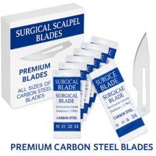 Sterile Carbon Steel Scalpel Blades – Sizes 20 to 24 – For Handle #4 – Art & Craft Use