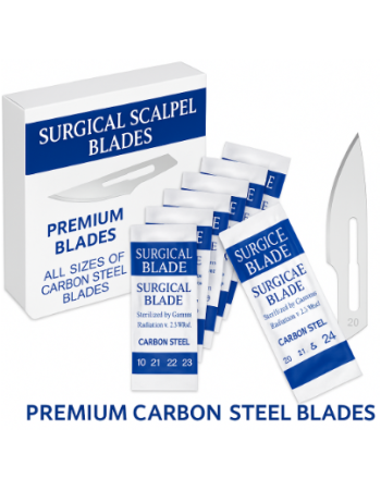 Sterile Carbon Steel Scalpel Blades – Sizes 20 to 24 – For Handle #4 – Art & Craft Use
