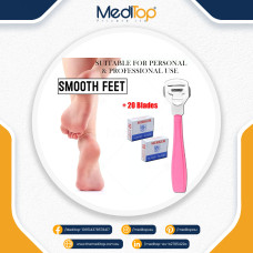 Meditop Foot File Callus Remover Kit – Corn Cutter, Pedicure Shaver + 20 Blades for Hard Skin Removal