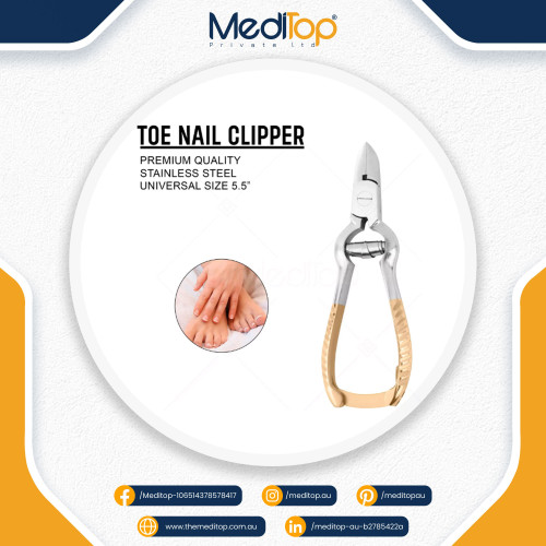 Gold-Coated Heavy Duty Toe Nail Clipper – Large Stainless Steel Cutter for Thick Nails | Meditop