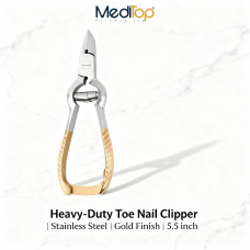 Meditop Heavy-Duty Toe Nail Clipper | Stainless Steel Gold Finish | 5.5 inch Professional Pedicure Tool