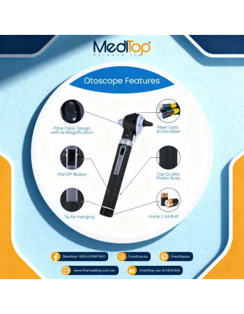 Black Mini Ear Otoscope | 4X Magnification | LED Diagnostic Ear Scope for Wax & Canal Check – Compact Pocket Otoscope