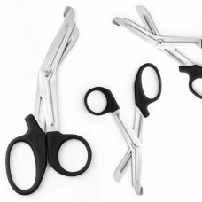 Black Utility Bandage Scissors 5.5" – Surgical Grade, Autoclavable, Serrated Blade