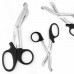 Black Utility Bandage Scissors 5.5" – Surgical Grade, Autoclavable, Serrated Blade