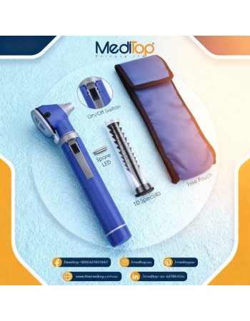 Blue Mini Ear Otoscope Ear Torch, 4X Magnification, Diagnostic Ear Scope with LED, Ear Wax, Ear Canal