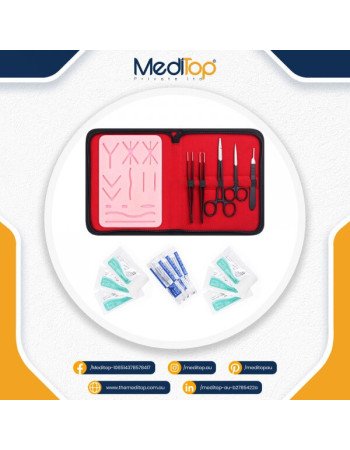 Complete Suture Practice Kit for Suture Training, Including Large Silicone Suture Pad and Suture Tool kit