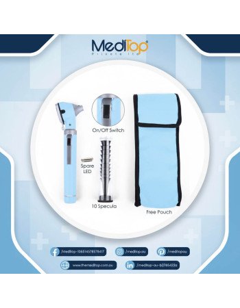 Light Blue Mini Ear Otoscope Ear Torch, 4X Magnification, Diagnostic Ear Scope with LED, Ear Wax, Ear Canal