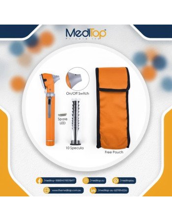 Orange Mini Ear Otoscope Ear Torch, 4X Magnification, Diagnostic Ear Scope with LED, Ear Wax, Ear Canal
