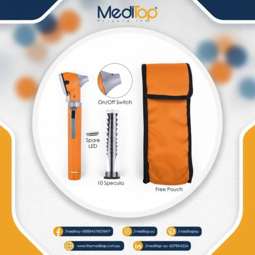 Orange Mini Ear Otoscope Ear Torch, 4X Magnification, Diagnostic Ear Scope with LED, Ear Wax, Ear Canal