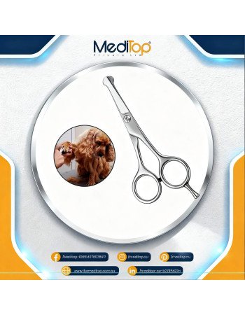 Professional Pet Grooming Scissors – 4.5" Curved Ball Tip Razor Edge