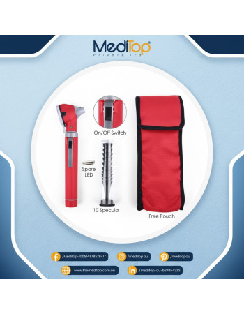 Red Mini Ear Otoscope Ear Torch, 4X Magnification, Diagnostic Ear Scope with LED, Ear Wax, Ear Canal