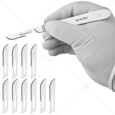 Scalpel Handle No. 3 with 10x #10 Blades – Stainless Steel Surgical Kit with Sterile Carbon Steel Blades