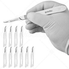 Scalpel Handle No. 3 with 10x #15 Blades – Surgical Stainless Steel Handle & Sterile Carbon Steel Blades