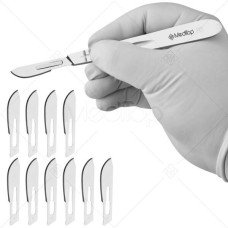 Scalpel Handle No. 4 with 10x #22 Surgical Blades – Stainless Steel Handle & Sterile Carbon Blades by Meditop