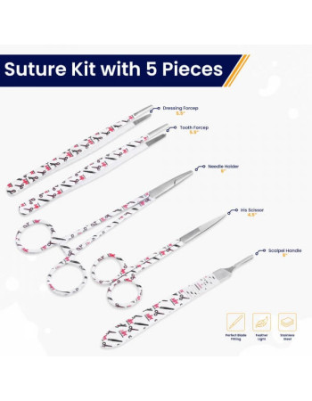 Suture Practice Kit (White) with Neuro-Surgery Silicone Pad – Surgical Training Kit for Medical & Veterinary Students