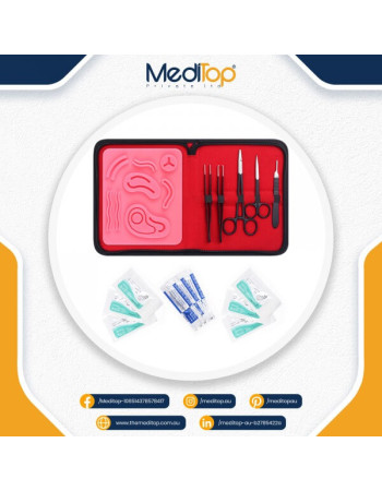 Suture Practice Kit for Medical & Veterinary Students – Plain Silicone Pad with Surgical Instruments