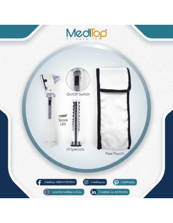 White Mini Ear Otoscope Ear Torch, 4X Magnification, Diagnostic Ear Scope with LED, Ear Wax, Ear Canal