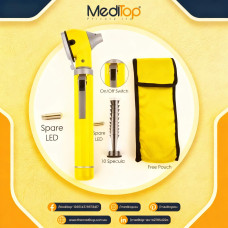 Yellow Mini Ear Otoscope Ear Torch, 4X Magnification, Diagnostic Ear Scope with LED, Ear Wax, Ear Canal